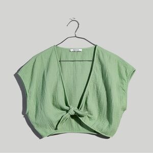 Madewell Light Green Knotted Crop Top